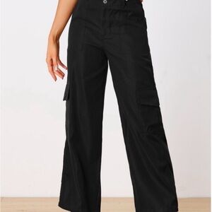 Hunter + Brown Classic Black Wide Leg Cargo Pants - Stretch Material